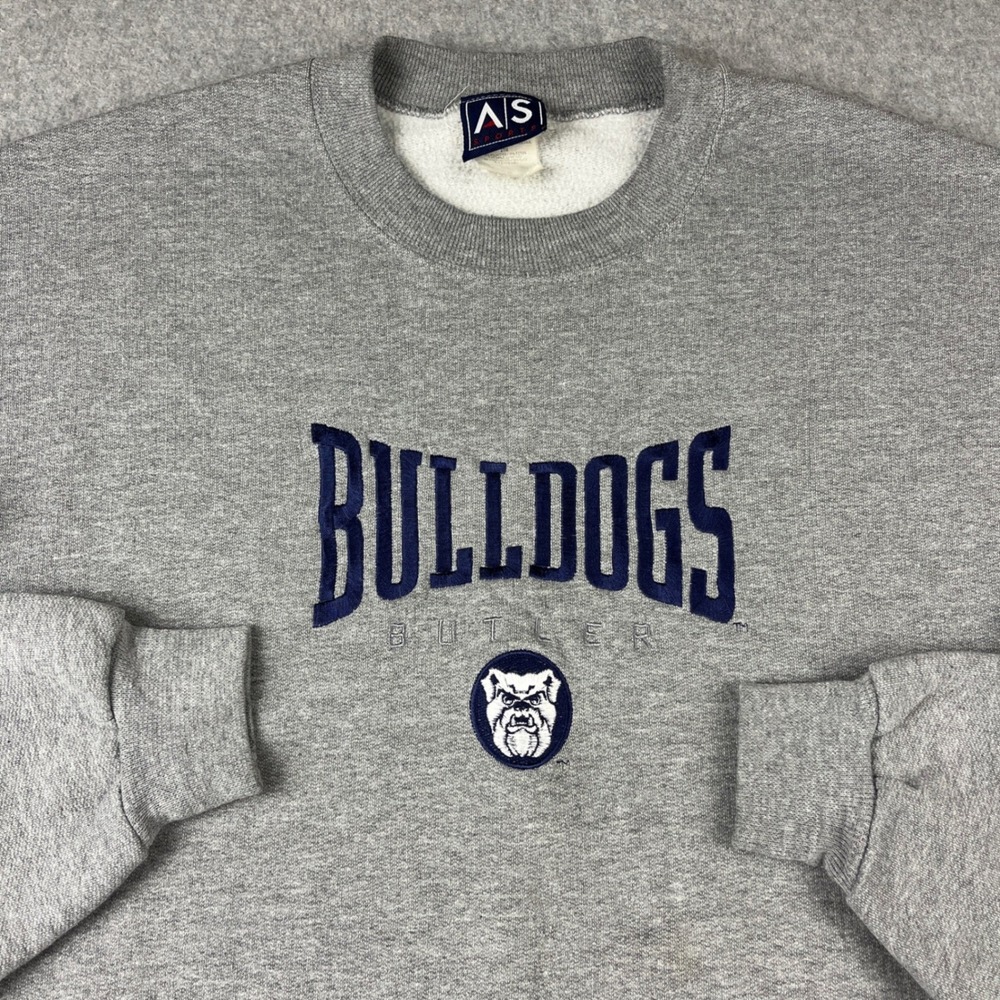 VTG Butler Bulldogs Sweatshirt Mens 2XL Gray Embroidered Crewneck Fleece NCAA